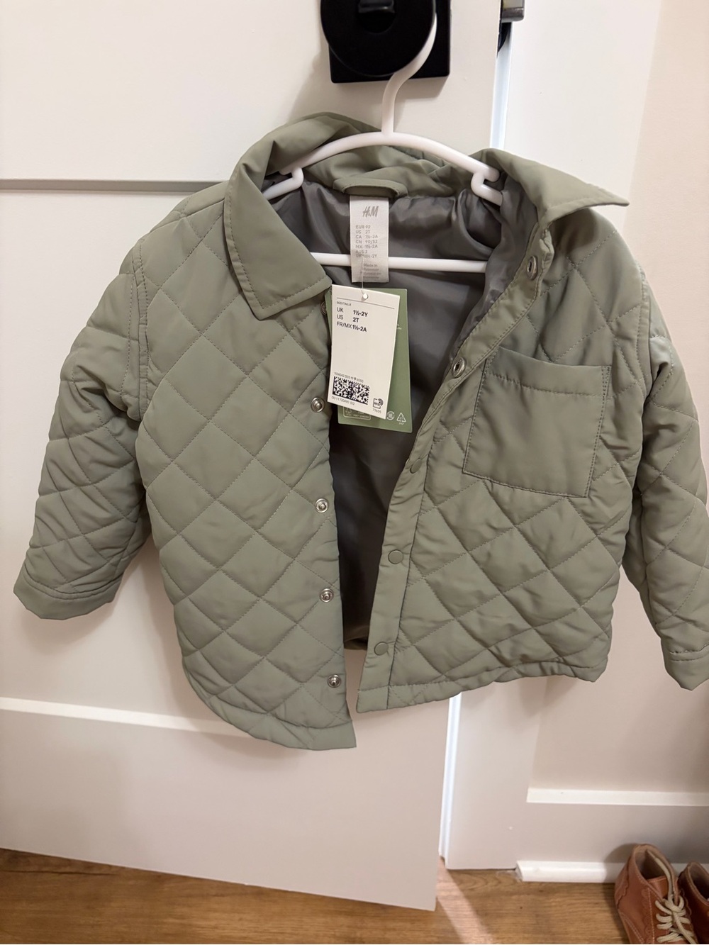 H&M Kids Quilted Puffer Jacket in Sage